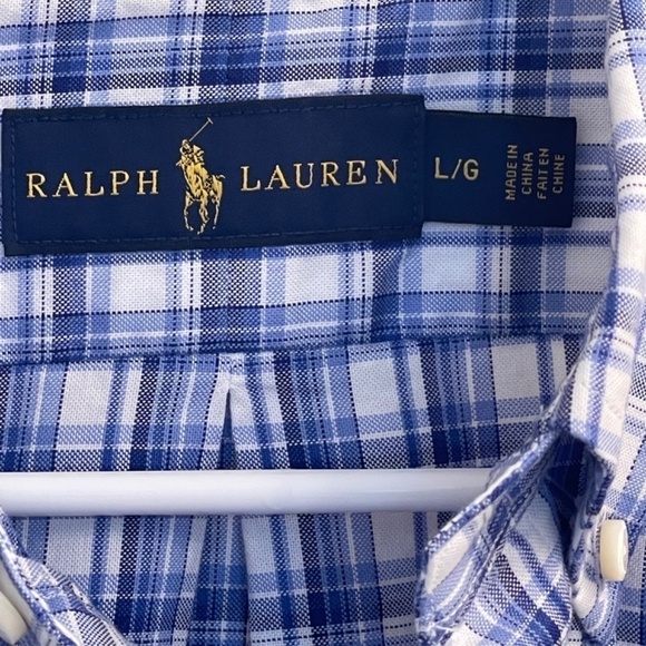Ralph Lauren Long Sleeve Button Down-Blue-White-Size Men’s Large - Picture 2 of 6